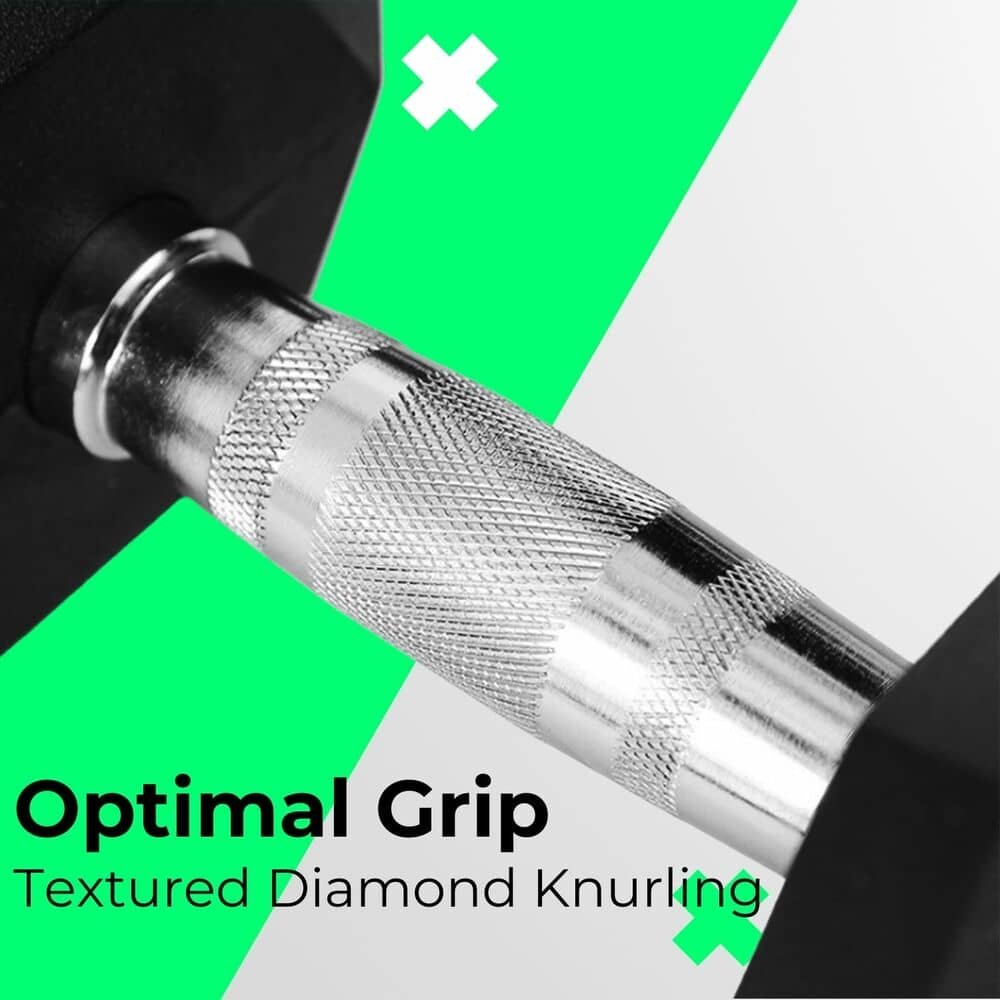 VERPEAK Rubber Hex Dumbbells (10KG x 2) 8 VERPEAK Rubber Hex Dumbbells (10KG x 2) - Image 8