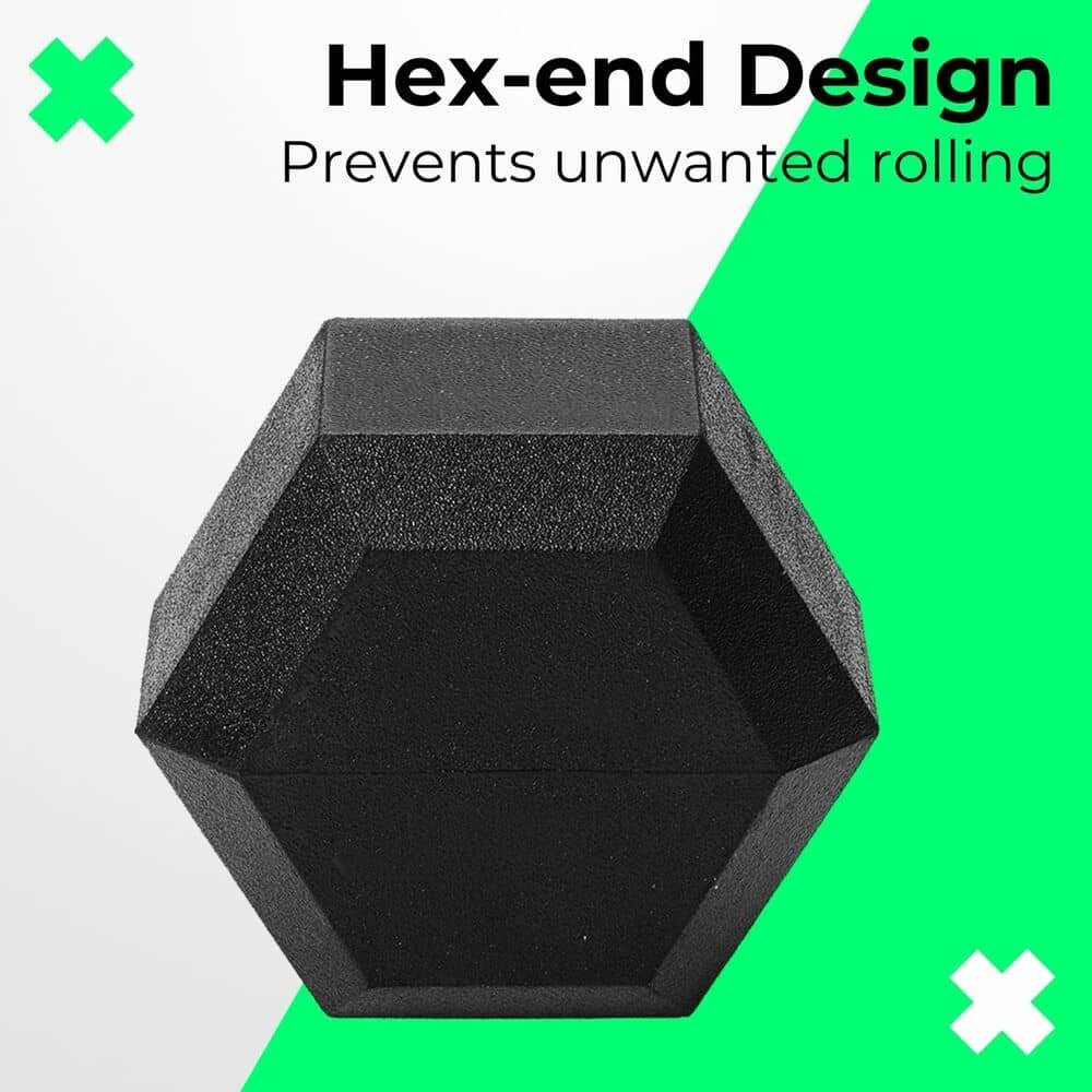 VERPEAK Rubber Hex Dumbbells (10KG x 2) 10 VERPEAK Rubber Hex Dumbbells (10KG x 2) - Image 10