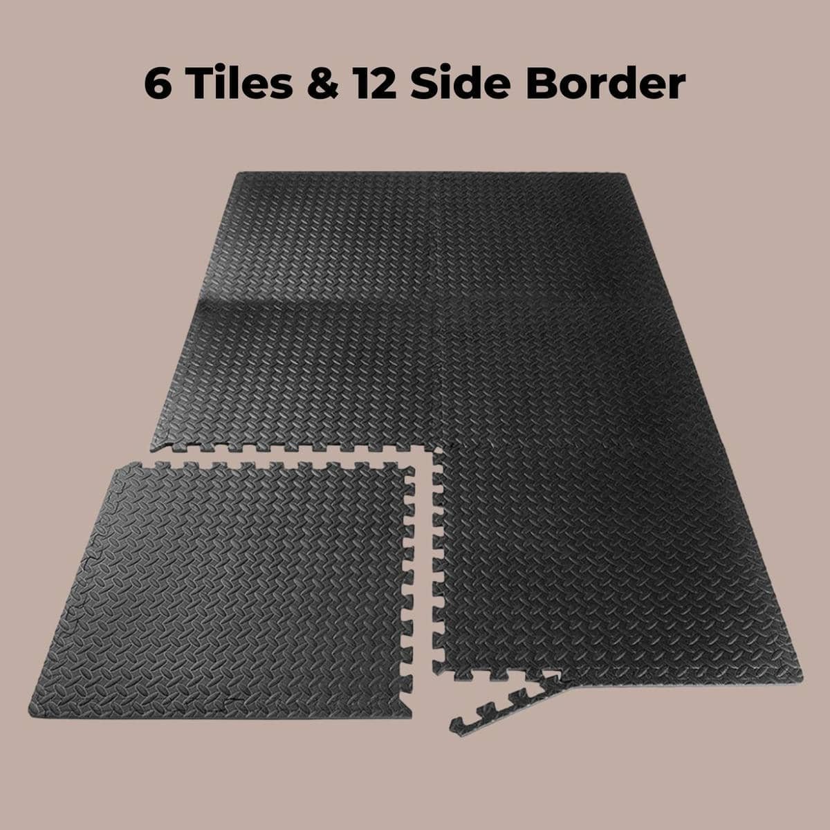 Verpeak Puzzle Gym Mat EVA Interlocking Foam Tiles with Border (Black) 3 Verpeak Puzzle Gym Mat EVA Interlocking Foam Tiles with Border (Black) - Image 3