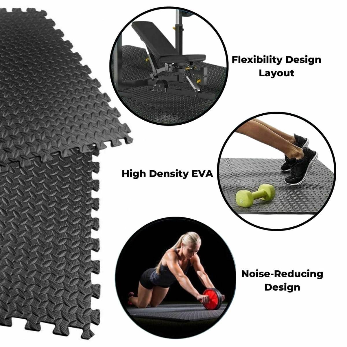 Verpeak Puzzle Gym Mat EVA Interlocking Foam Tiles with Border (Black) 4 Verpeak Puzzle Gym Mat EVA Interlocking Foam Tiles with Border (Black) - Image 4