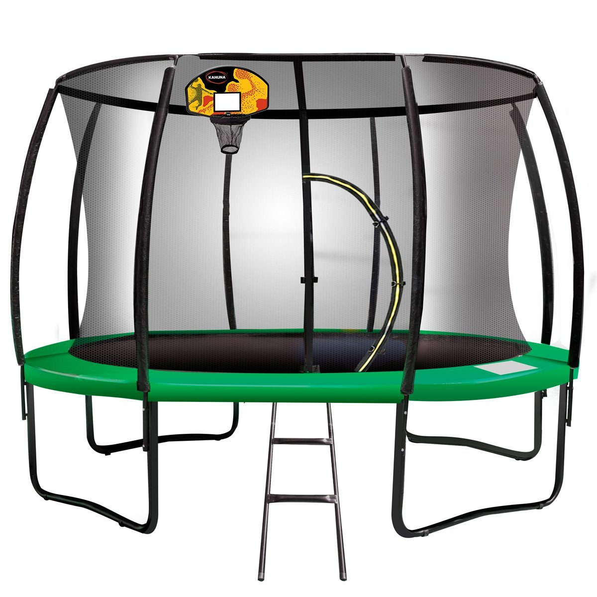 Kahuna 8ft Trampoline Safety Net Spring Pad Cover Mat Ladder Free Basketball Set Green