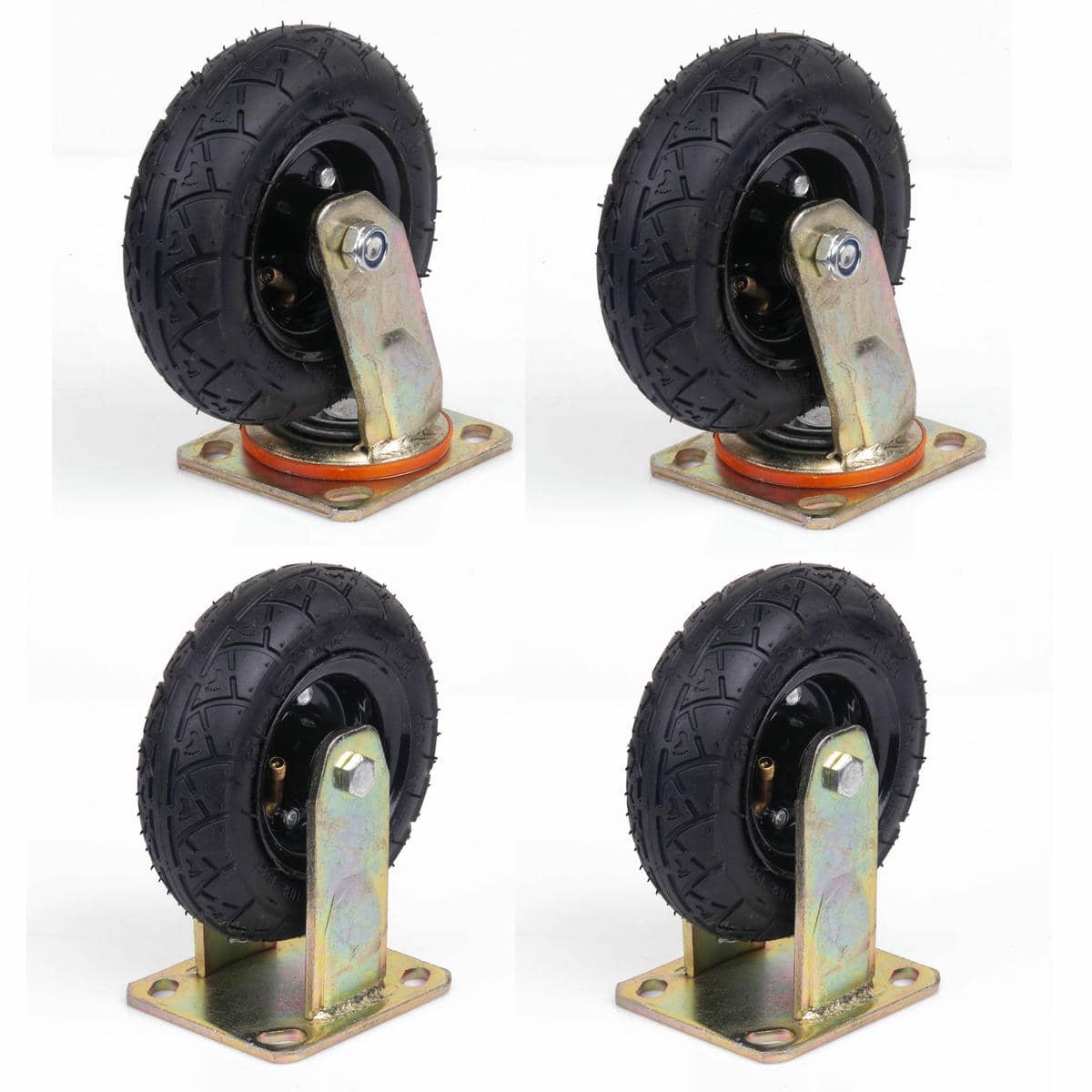 4x 6 Inch Castor Caster 2x swivel 2x fixed Pneumatic Tyres Wheels Trolley Cart Wheelbarrow