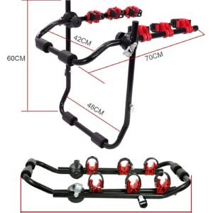 3 Bike Universal Cycle Bicycle Car Rear Carrier Rack Hanger Mount for Car Sedan Hatchback Minivan SUV | Fitness Equipment Store