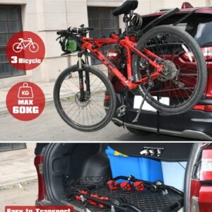 3 Bike Universal Cycle Bicycle Car Rear Carrier Rack Hanger Mount for Car Sedan Hatchback Minivan SUV | Fitness Equipment Store