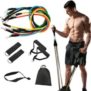 11 Pack Resistance Bands Stackable Exercise Bands Home Workouts Physical Therapy Gym Training | Fitness Equipment Store