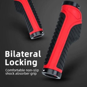 Bicycle Grips MTB Road Bike Double Lock Rubber Handlebar Grips Anti-Slip Rock Bros BLACK | Fitness Equipment Store
