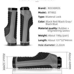 Bicycle Grips MTB Road Bike Double Lock Rubber Handlebar Grips Anti-Slip Rock Bros BLUE | Fitness Equipment Store
