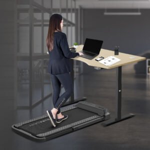 Lifespan Fitness V-FOLD Treadmill with ErgoDesk Automatic Standing Desk 1800mm in Oak/Black | Fitness Equipment Store