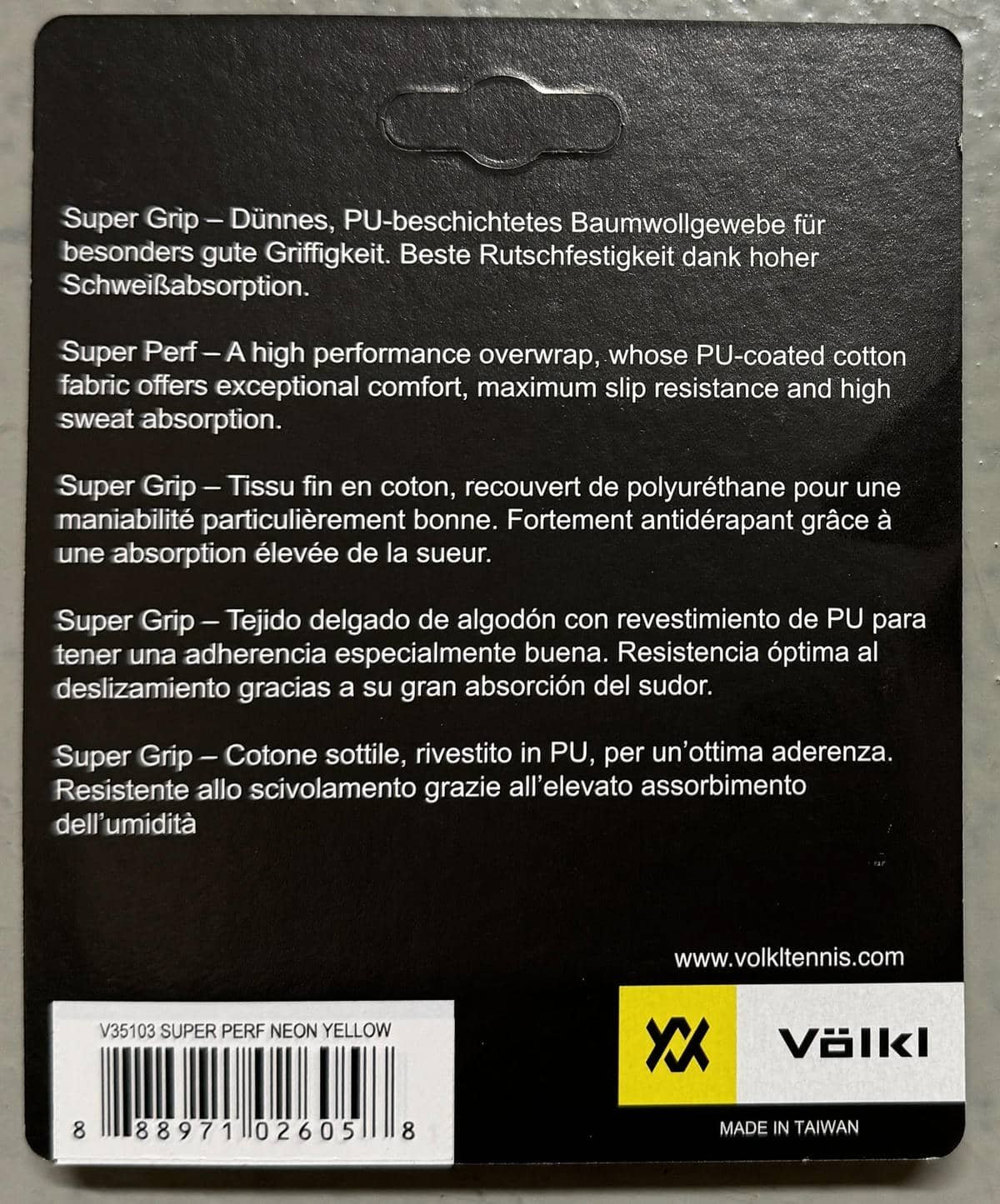Volkl Super Perf Over Grip Neon Yellow Overgrip Tennis Squash Badminton - 3 Pack 3 Volkl Super Perf Over Grip Neon Yellow Overgrip Tennis Squash Badminton - 3 Pack - Image 3