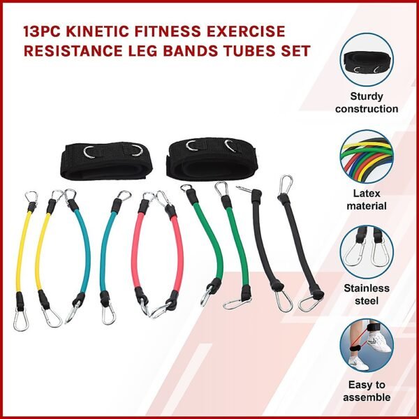 13PC Kinetic Fitness Exercise Resistance Leg Bands Tubes Set | Fitness Equipment Store