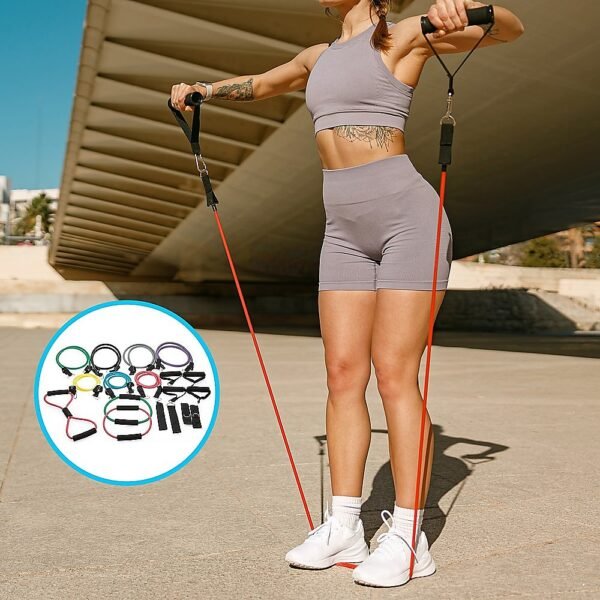 19PC Resistance Exercise Fitness Bands Tubes Kit Yoga Set | Fitness Equipment Store