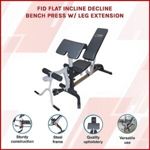 FID Flat Incline Decline Bench Press w/ Leg Extension | Fitness Equipment Store