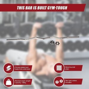 Curl Bar Barbell Heavy Duty EZ with Spinlock Collars | Fitness Equipment Store