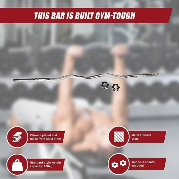 Curl Bar Barbell Heavy Duty EZ with Spinlock Collars | Fitness Equipment Store