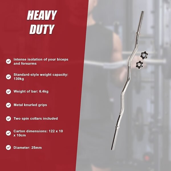 Curl Bar Barbell Heavy Duty EZ with Spinlock Collars | Fitness Equipment Store