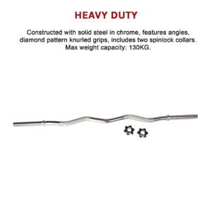Curl Bar Barbell Heavy Duty EZ with Spinlock Collars | Fitness Equipment Store