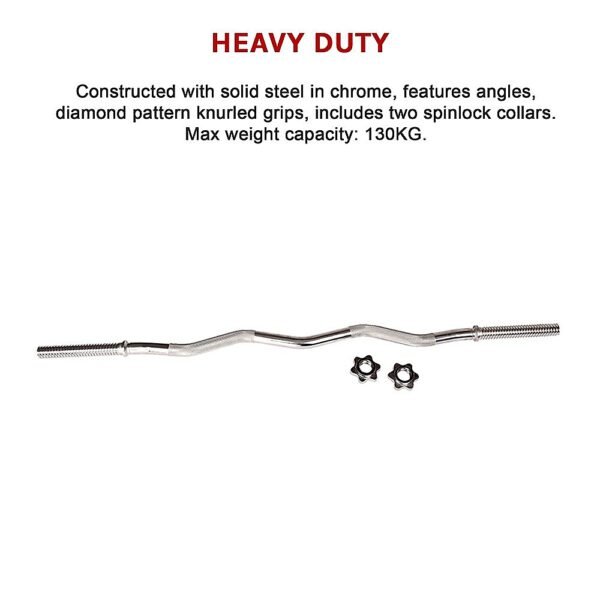 Curl Bar Barbell Heavy Duty EZ with Spinlock Collars | Fitness Equipment Store