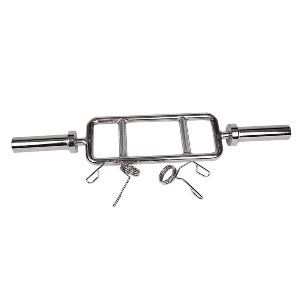 Chrome Olympic Tricep Bar Barbell Heavy Duty with Spring Collars | Fitness Equipment Store