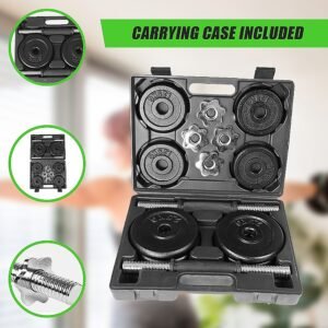 20kg Black Dumbbell Set with Carrying Case | Fitness Equipment Store
