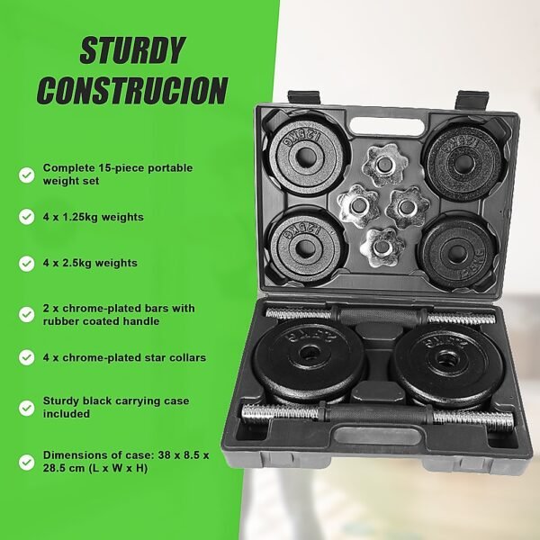 20kg Black Dumbbell Set with Carrying Case | Fitness Equipment Store