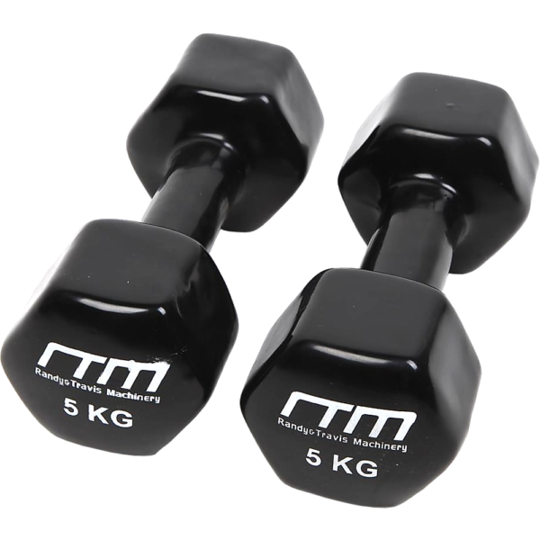 5kg Dumbbells Pair PVC Hand Weights Rubber Coated | Fitness Equipment Store