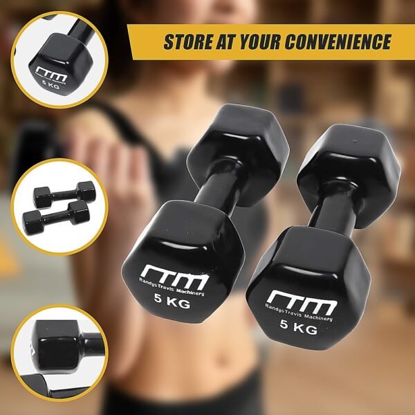 5kg Dumbbells Pair PVC Hand Weights Rubber Coated | Fitness Equipment Store