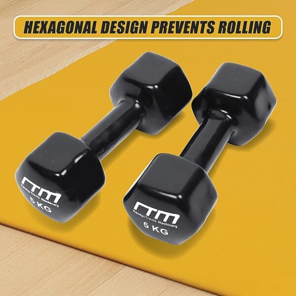 5kg Dumbbells Pair PVC Hand Weights Rubber Coated | Fitness Equipment Store