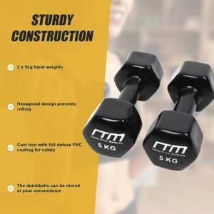 5kg Dumbbells Pair PVC Hand Weights Rubber Coated | Fitness Equipment Store