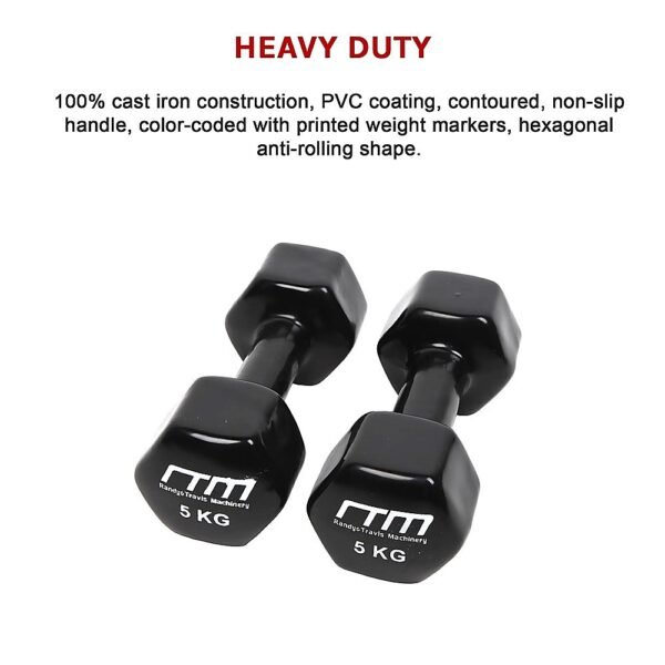 5kg Dumbbells Pair PVC Hand Weights Rubber Coated | Fitness Equipment Store