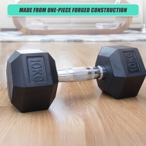 10KG Commercial Rubber Hex Dumbbell Gym Weight | Fitness Equipment Store