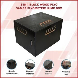 3 IN 1 Black Wood Plyo Games Plyometric Jump Box | Fitness Equipment Store
