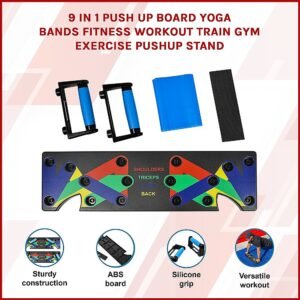 9 in 1 Push Up Board Yoga Bands Fitness Workout Train Gym Exercise Pushup Stand | Fitness Equipment Store