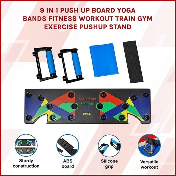 9 in 1 Push Up Board Yoga Bands Fitness Workout Train Gym Exercise Pushup Stand | Fitness Equipment Store