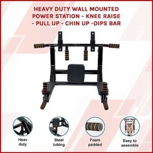 Heavy Duty Wall Mounted Power Station - Knee Raise - Pull Up - Chin Up -Dips Bar | Fitness Equipment Store