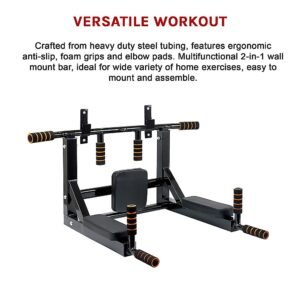 Heavy Duty Wall Mounted Power Station - Knee Raise - Pull Up - Chin Up -Dips Bar | Fitness Equipment Store