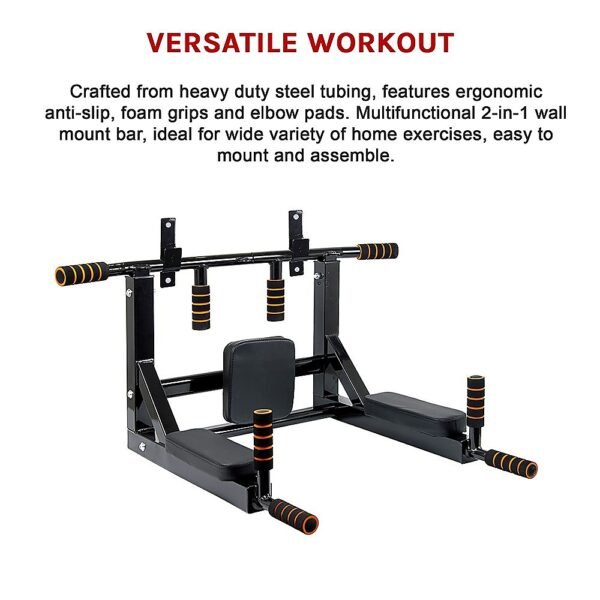 Heavy Duty Wall Mounted Power Station - Knee Raise - Pull Up - Chin Up -Dips Bar | Fitness Equipment Store