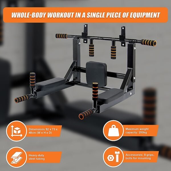Heavy Duty Wall Mounted Power Station - Knee Raise - Pull Up - Chin Up -Dips Bar | Fitness Equipment Store