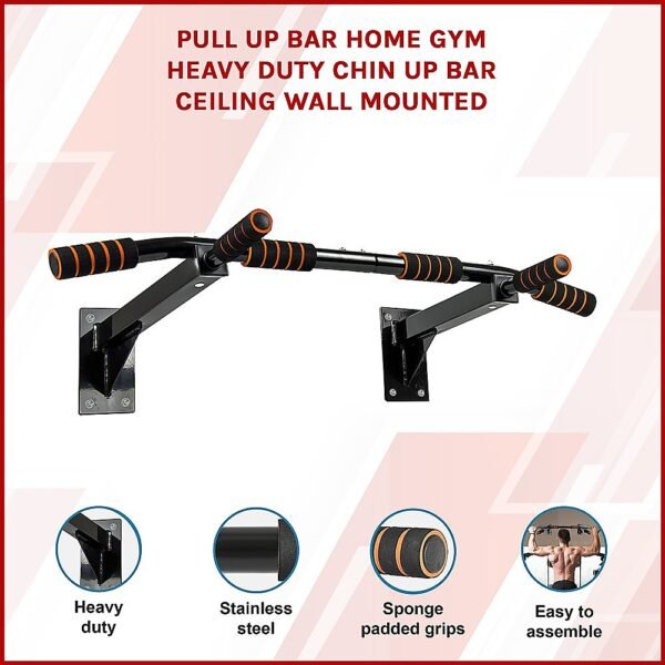 Pull Up Bar Home Gym Heavy Duty Chin Up Bar Ceiling Wall Mounted | Fitness Equipment Store