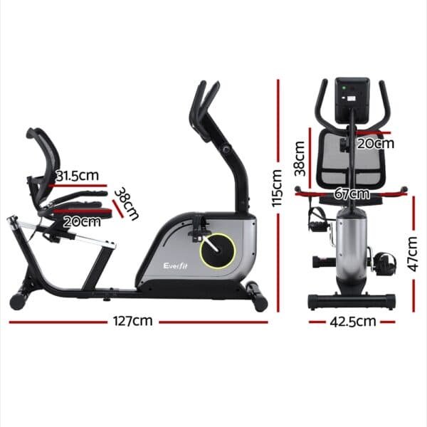 Everfit Recumbent Exercise Bike Magnetic Cycling Mesh Chair 120kg Loading | Fitness Equipment Store