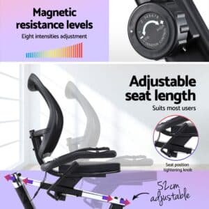 Everfit Recumbent Exercise Bike Magnetic Cycling Mesh Chair 120kg Loading | Fitness Equipment Store