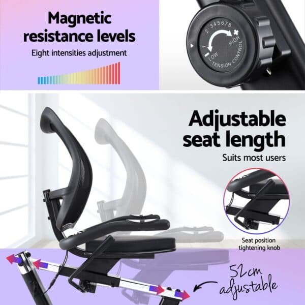Everfit Recumbent Exercise Bike Magnetic Cycling Mesh Chair 120kg Loading | Fitness Equipment Store