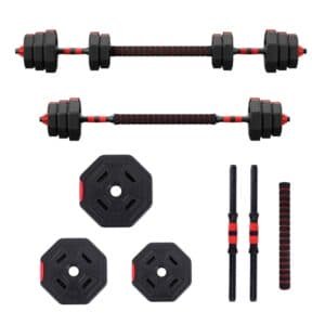 Everfit 20kg Adjustable Dumbbell Barbell Set Weight Plates Home Workout | Fitness Equipment Store