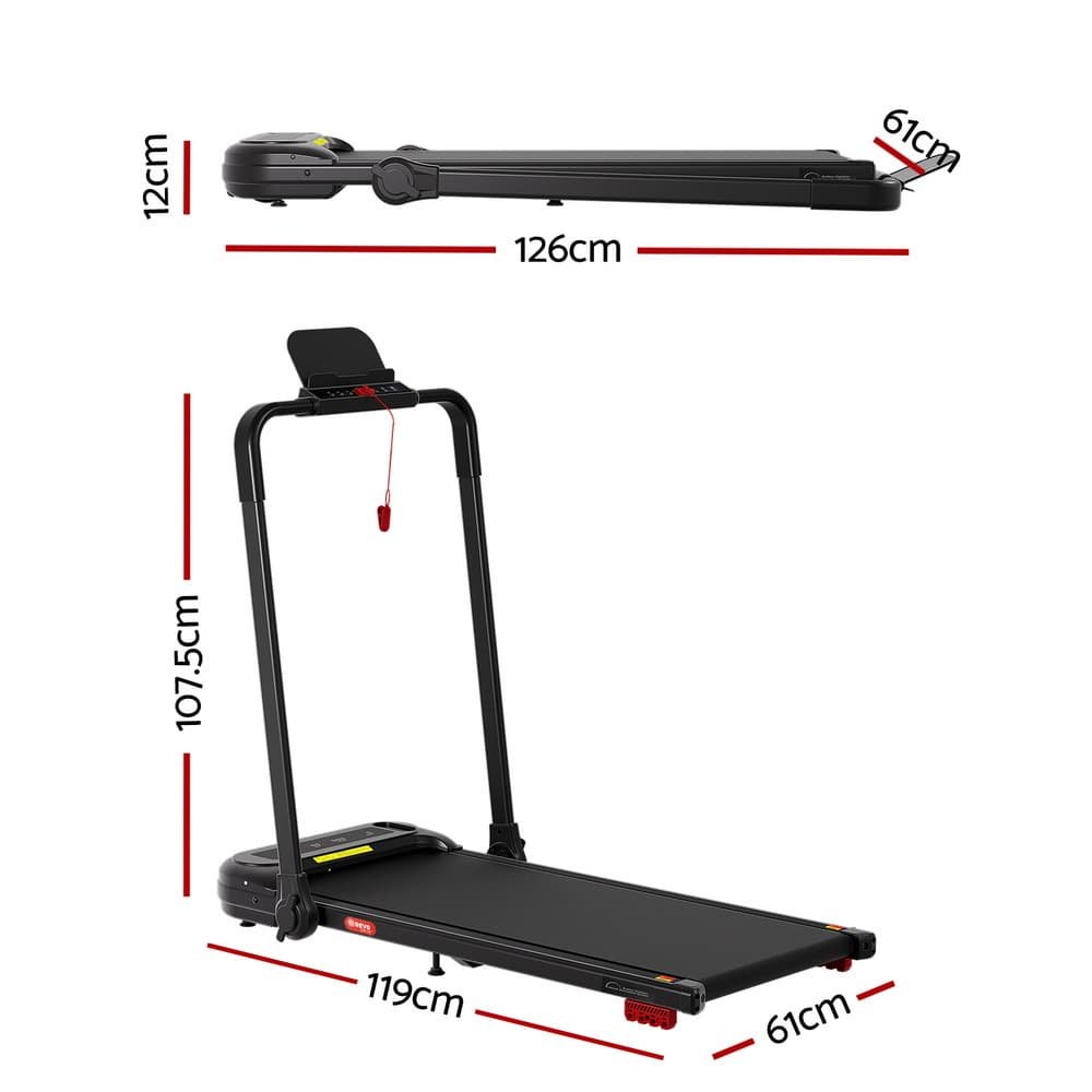 Everfit Treadmill Electric Walking Pad with Incline Foldable for Home Gym Black 2 Everfit Treadmill Electric Walking Pad with Incline Foldable for Home Gym Black - Image 2
