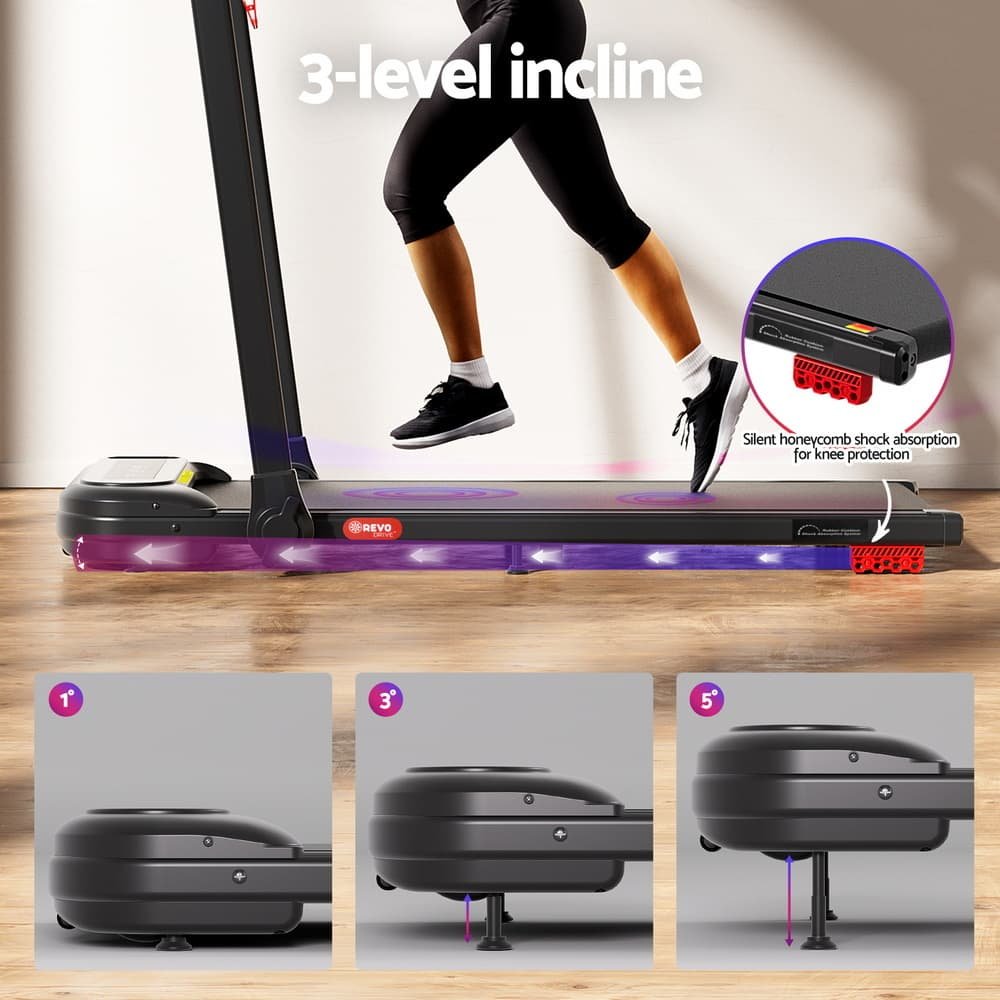Everfit Treadmill Electric Walking Pad with Incline Foldable for Home Gym Black 5 Everfit Treadmill Electric Walking Pad with Incline Foldable for Home Gym Black - Image 5