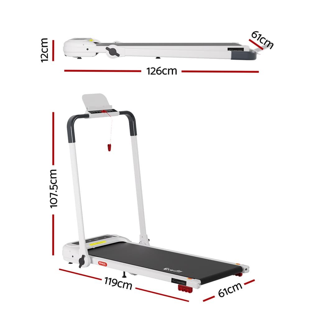 Everfit Treadmill Electric Walking Pad with Incline Foldable for Home Gym White 2 Everfit Treadmill Electric Walking Pad with Incline Foldable for Home Gym White - Image 2
