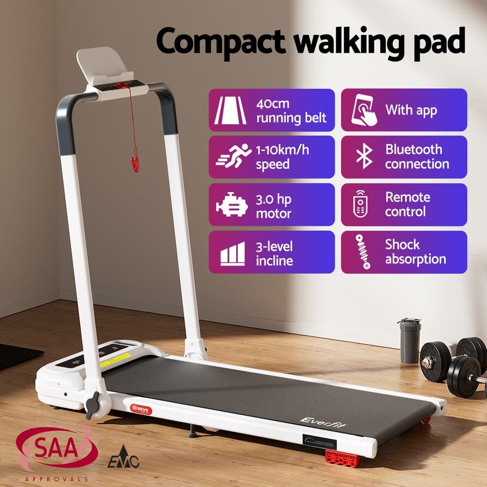 Everfit Treadmill Electric Walking Pad with Incline Foldable for Home Gym White 4 Everfit Treadmill Electric Walking Pad with Incline Foldable for Home Gym White - Image 4