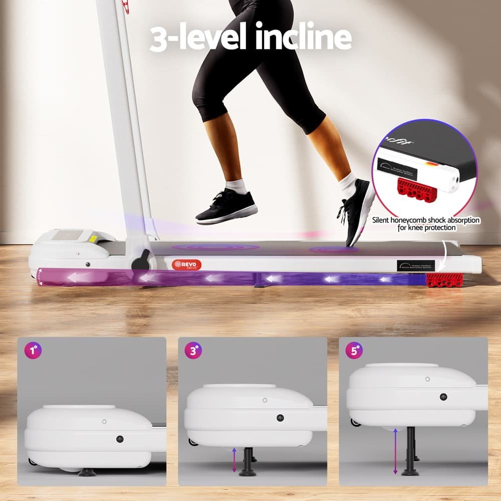 Everfit Treadmill Electric Walking Pad with Incline Foldable for Home Gym White 5 Everfit Treadmill Electric Walking Pad with Incline Foldable for Home Gym White - Image 5