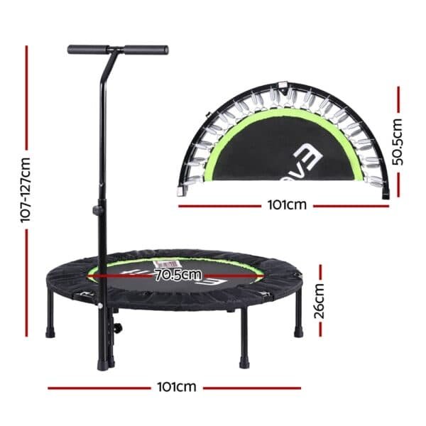 Everfit 40inch Fitness Foldable Trampoline Jumping Rebounder Home Gym Handrail | Fitness Equipment Store