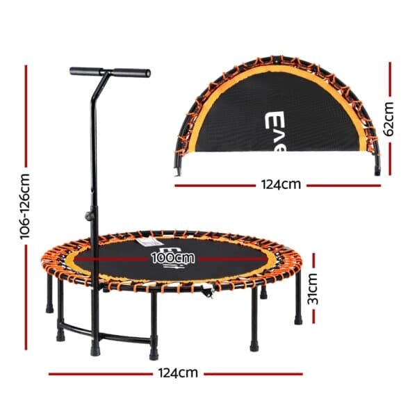 Everfit 48inch Fitness Foldable Trampoline Jumping Rebounder Home Gym Handrail | Fitness Equipment Store