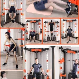 SmartFit C1 Max Multi Functional Cable Crossover Station 140kgs Pin Loaded Machine + Multi Func Bench+7Ft Olympic Barbell + 100kgs Weights | Fitness Equipment Store